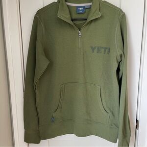 YETI Logo Mens Zip Up Pullover Green‎ Size Small Sweatshirt